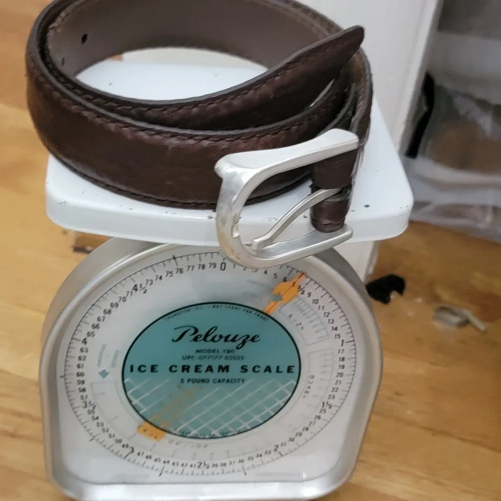Mens Brown Genuine American‎ Bison Leather Belt Made in USA Size 28 Pebbled EUC